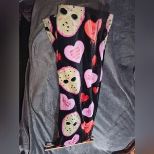 Black and Pink Heart Patterned Pajama Pants